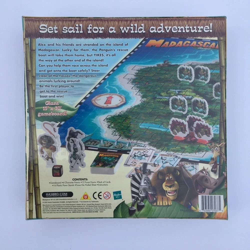 Madagascar Board Game Milton Bradley 2005 Race To Escape The Island New Sealed